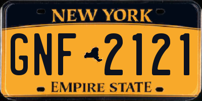 NY license plate GNF2121