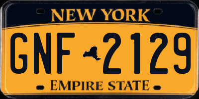 NY license plate GNF2129