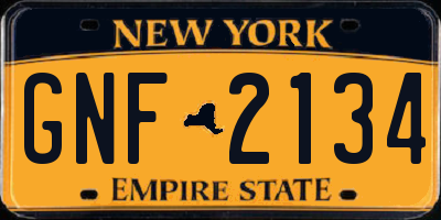 NY license plate GNF2134