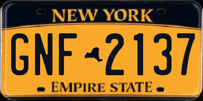 NY license plate GNF2137