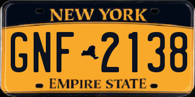 NY license plate GNF2138