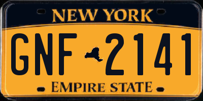 NY license plate GNF2141