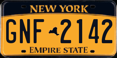 NY license plate GNF2142