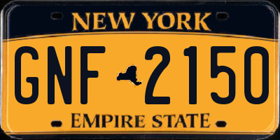 NY license plate GNF2150