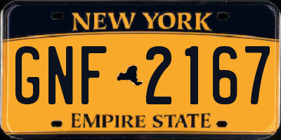 NY license plate GNF2167