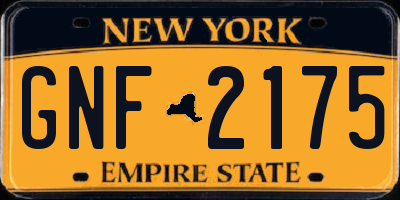 NY license plate GNF2175