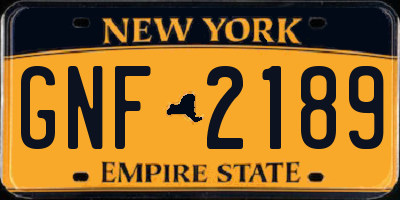 NY license plate GNF2189