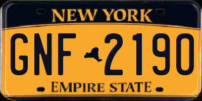 NY license plate GNF2190