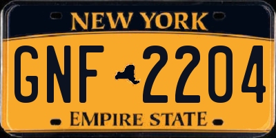 NY license plate GNF2204