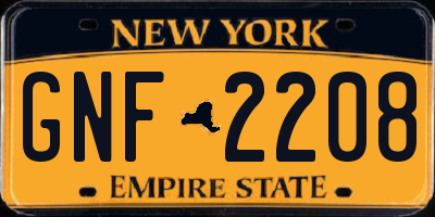 NY license plate GNF2208