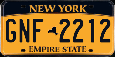 NY license plate GNF2212