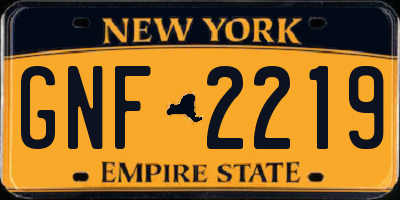 NY license plate GNF2219