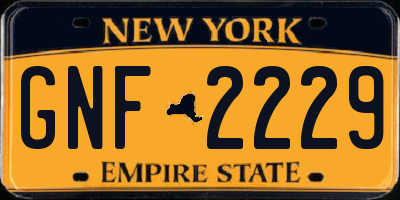 NY license plate GNF2229