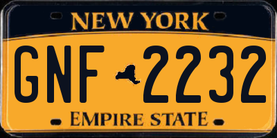 NY license plate GNF2232
