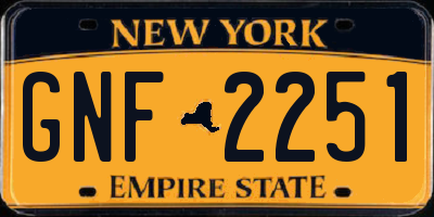 NY license plate GNF2251