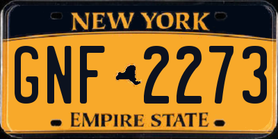 NY license plate GNF2273