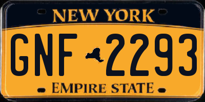 NY license plate GNF2293