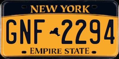 NY license plate GNF2294