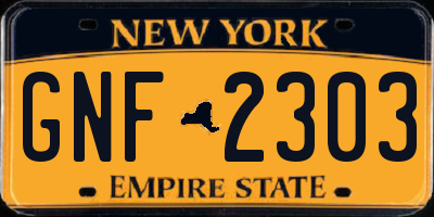 NY license plate GNF2303