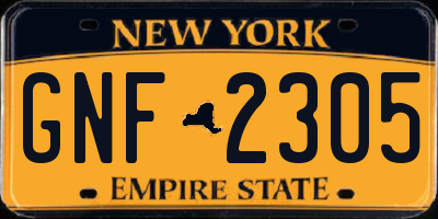 NY license plate GNF2305