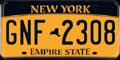 NY license plate GNF2308