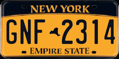 NY license plate GNF2314