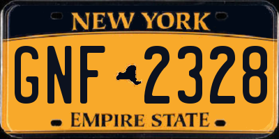 NY license plate GNF2328