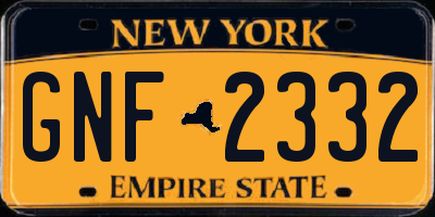 NY license plate GNF2332