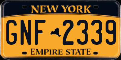 NY license plate GNF2339