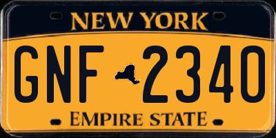 NY license plate GNF2340