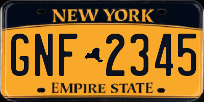 NY license plate GNF2345