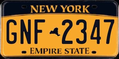 NY license plate GNF2347
