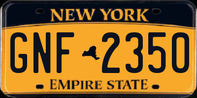 NY license plate GNF2350