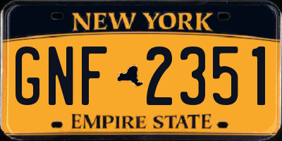 NY license plate GNF2351