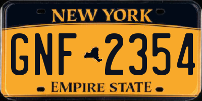 NY license plate GNF2354