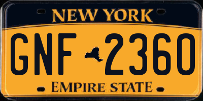 NY license plate GNF2360