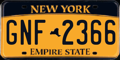 NY license plate GNF2366