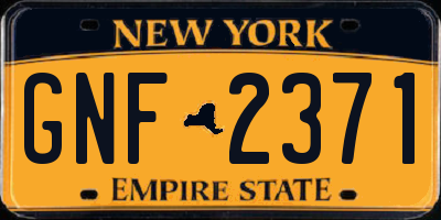 NY license plate GNF2371
