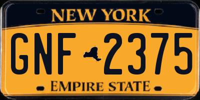 NY license plate GNF2375