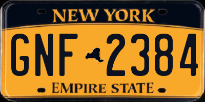 NY license plate GNF2384