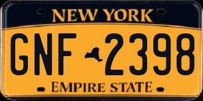 NY license plate GNF2398
