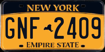 NY license plate GNF2409