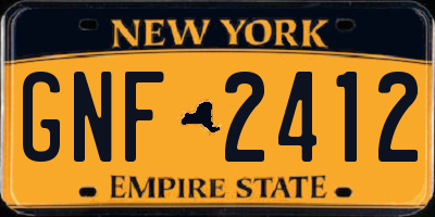 NY license plate GNF2412