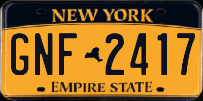 NY license plate GNF2417