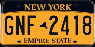 NY license plate GNF2418