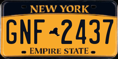 NY license plate GNF2437