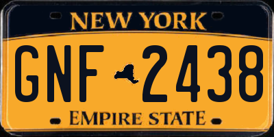 NY license plate GNF2438