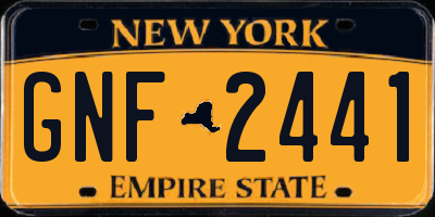 NY license plate GNF2441