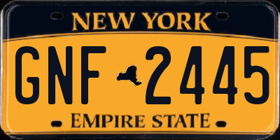 NY license plate GNF2445