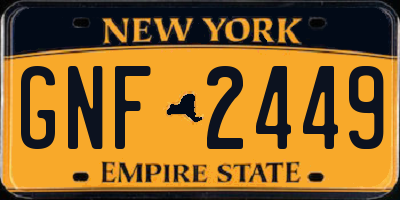 NY license plate GNF2449